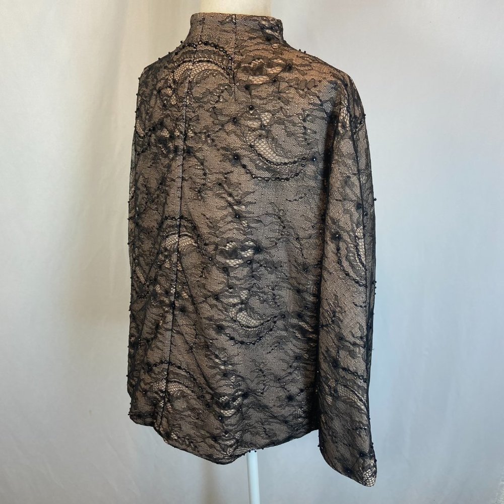 Chico's Blazer Jacket Women's Size 3 black beaded Lace Open Front XLarge 16 18 - Picture 4 of 7